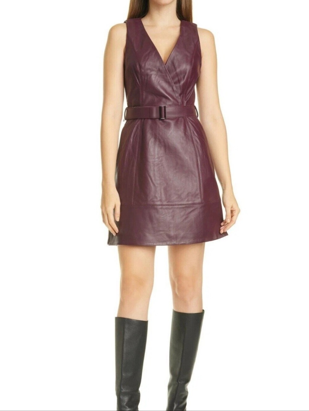 Ted Baker Palmara Leathet‎ Belted Wrap Mini Dress in Wine